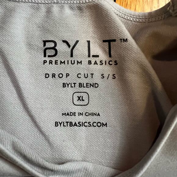 BYLT Shirt Men's XL Gray Drop Cut S/S Short Sleeve Stretch Cotton Polyester - Picture 6 of 7